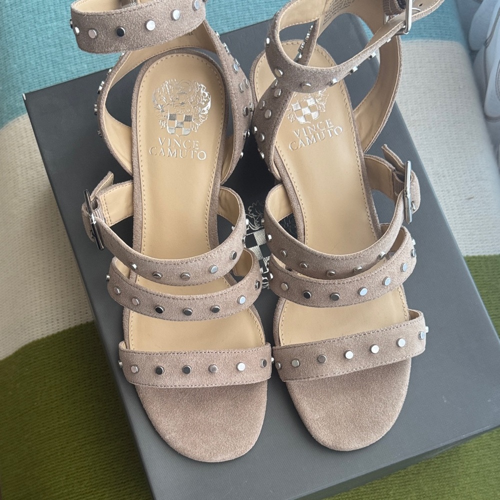 Vince Camuto Women's Studded Beige Sandals